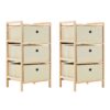 vidaXL Opbergrekken met 3 stoffen manden 2 st cederhout beige