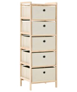 vidaXL Opbergrekken met 5 stoffen manden 2 st cederhout beige