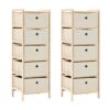 vidaXL Opbergrekken met 5 stoffen manden 2 st cederhout beige