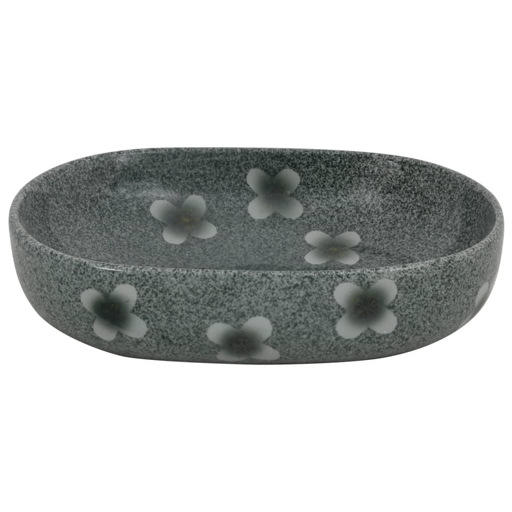 vidaXL Opzetwasbak ovaal 59x40x14 cm keramiek blauw - Image 4