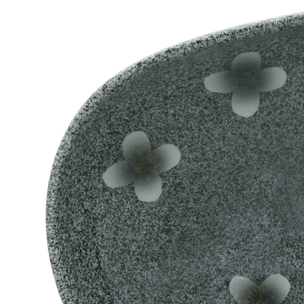 vidaXL Opzetwasbak ovaal 59x40x14 cm keramiek blauw - Image 7