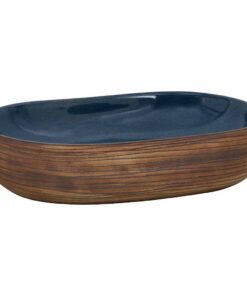 vidaXL Opzetwasbak ovaal 59x40x14 cm keramiek bruin en blauw