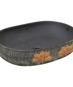 vidaXL Opzetwasbak ovaal 59x40x14 cm keramiek grijs en zwart