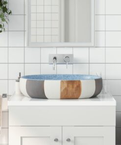 vidaXL Opzetwasbak ovaal 59x40x14 cm keramiek meerkleurig