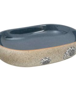 vidaXL Opzetwasbak ovaal 59x40x14 cm keramiek zandkleurig en blauw