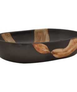 vidaXL Opzetwasbak ovaal 59x40x14 cm keramiek zwart