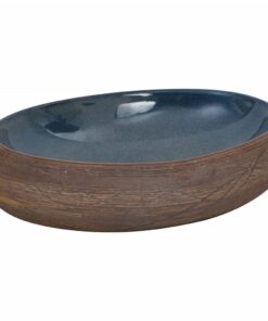 vidaXL Opzetwasbak ovaal 59x40x15 cm keramiek bruin en blauw