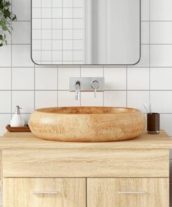 vidaXL Opzetwasbak ovaal 59x40x15 cm keramiek bruin