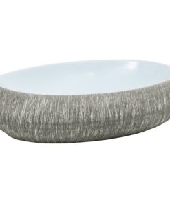 vidaXL Opzetwasbak ovaal 59x40x15 cm keramiek grijs en blauw