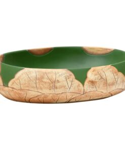 vidaXL Opzetwasbak ovaal 59x40x15 cm keramiek groen en bruin