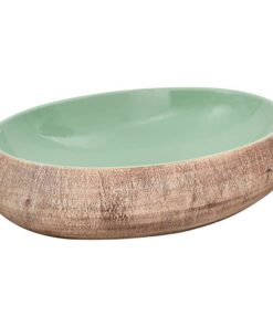 vidaXL Opzetwasbak ovaal 59x40x15 cm keramiek groen en bruin