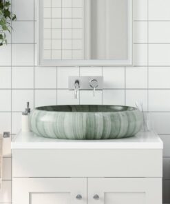 vidaXL Opzetwasbak ovaal 59x40x15 cm keramiek groen