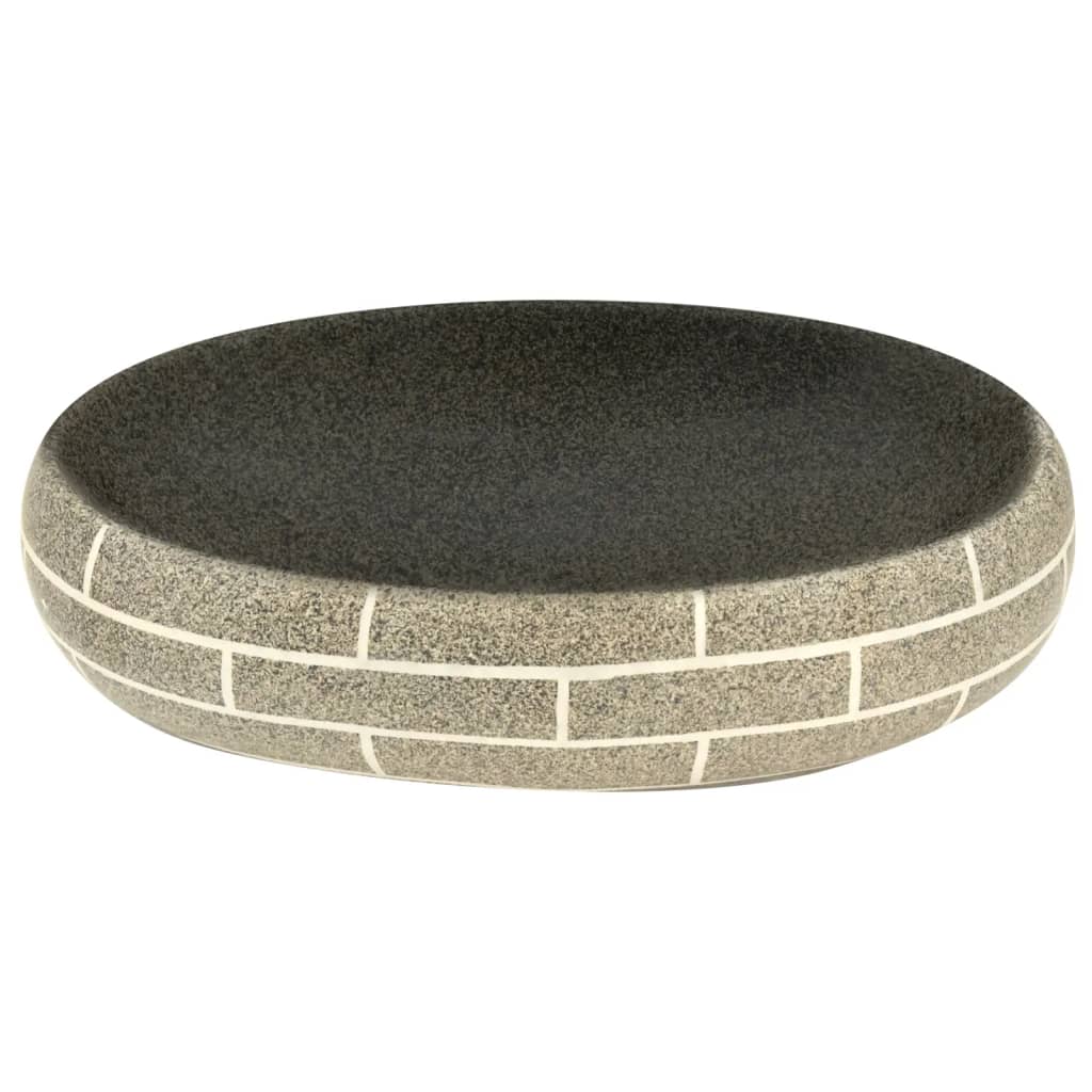 vidaXL Opzetwasbak ovaal 59x40x15 cm keramiek meerkleurig - Image 4