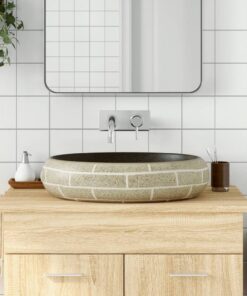 vidaXL Opzetwasbak ovaal 59x40x15 cm keramiek meerkleurig
