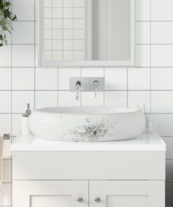 vidaXL Opzetwasbak ovaal 59x40x15 cm keramiek wit