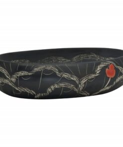 vidaXL Opzetwasbak ovaal 59x40x15 cm keramiek zwart