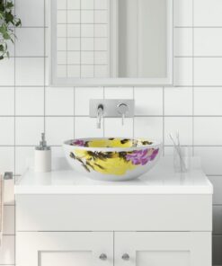 vidaXL Opzetwasbak rond Φ41x14 cm keramiek meerkleurig