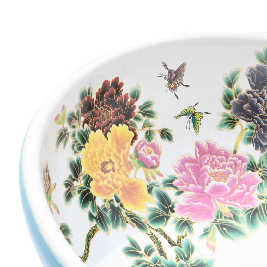 vidaXL Opzetwasbak rond Φ41x14 cm keramiek meerkleurig - Image 5