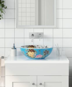 vidaXL Opzetwasbak rond Φ41x14 cm keramiek meerkleurig