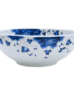 vidaXL Opzetwasbak rond Φ41x14 cm keramiek wit en blauw