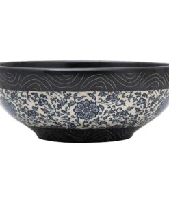 vidaXL Opzetwasbak rond Φ41x14 cm keramiek zwart en blauw
