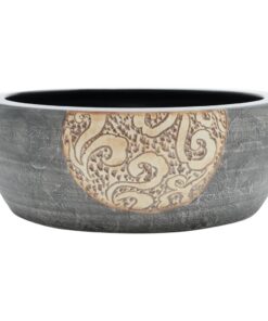 vidaXL Opzetwasbak rond Φ41x14 cm keramiek zwart en bruin