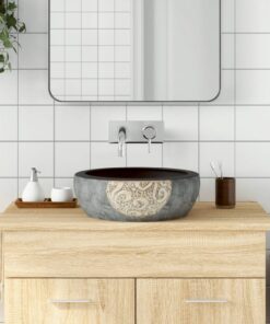 vidaXL Opzetwasbak rond Φ41x14 cm keramiek zwart en bruin