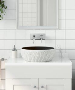 vidaXL Opzetwasbak rond Φ41x14 cm keramiek zwart en grijs