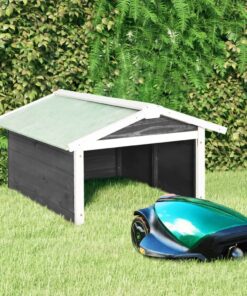 vidaXL Overkapping voor grasmaaier 72x87x50 cm vurenhout grijs en wit