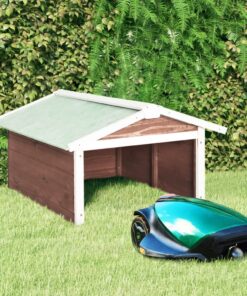 vidaXL Overkapping voor grasmaaier 72x87x50 cm vurenhout mokka en wit