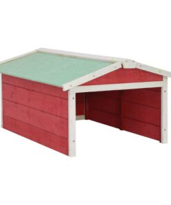 vidaXL Overkapping voor grasmaaier 72x87x50 cm vurenhout rood en wit