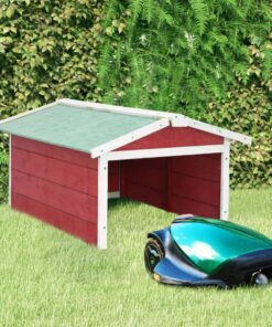 vidaXL Overkapping voor grasmaaier 72x87x50 cm vurenhout rood en wit