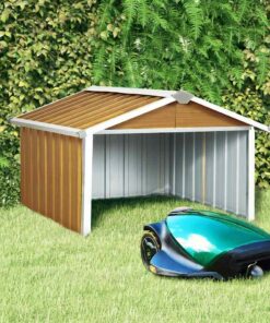 vidaXL Overkapping voor robotmaaier 92x97x63 cm staal bruin