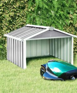 vidaXL Overkapping voor robotmaaier 92x97x63 cm staal grijs