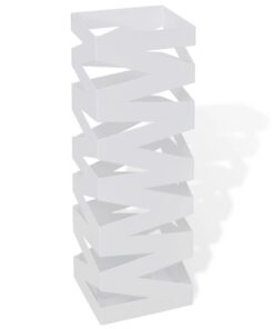 vidaXL Paraplu- en wandelstokhouder strepen wit vierkant staal 48