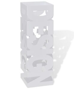 vidaXL Paraplu- en wandelstokhouder wit vierkant staal 48