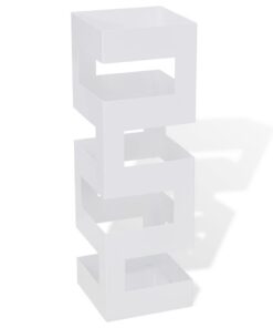 vidaXL Paraplu- en wandelstokhouder wit vierkant staal 48