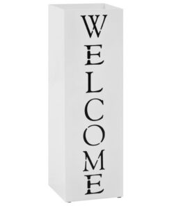 vidaXL Parapluhouder Welcome staal wit