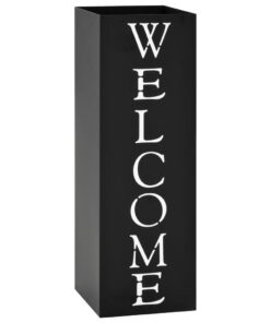 vidaXL Parapluhouder Welcome staal zwart