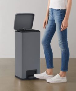 vidaXL Pedaalemmer met anti-vingerafdruk 30 L RVS grijs