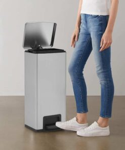 vidaXL Pedaalemmer met anti-vingerafdruk 30 L RVS zilverkleurig