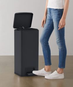 vidaXL Pedaalemmer met anti-vingerafdruk 30 L RVS zwart