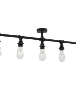 vidaXL Plafondlamp 5xE27 zwart