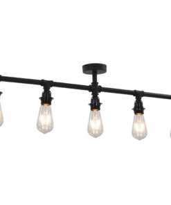 vidaXL Plafondlamp 5xE27 zwart