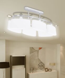 vidaXL Plafondlamp met ellipsvormige glazen kappen 4 st E14