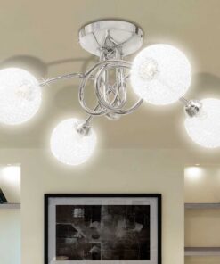 vidaXL Plafondlamp met gaasdraad kappen voor 4 x G9 peertjes