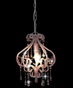 vidaXL Plafondlamp met kralen rond E14 roze