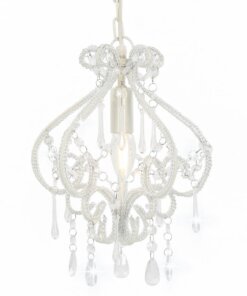 vidaXL Plafondlamp met kralen rond E14 wit