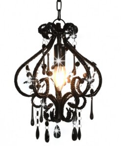 vidaXL Plafondlamp met kralen rond E14 zwart