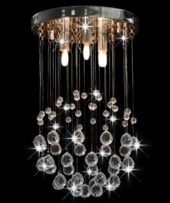 vidaXL Plafondlamp met kristallen kralen rond 3xG9 zilverkleurig